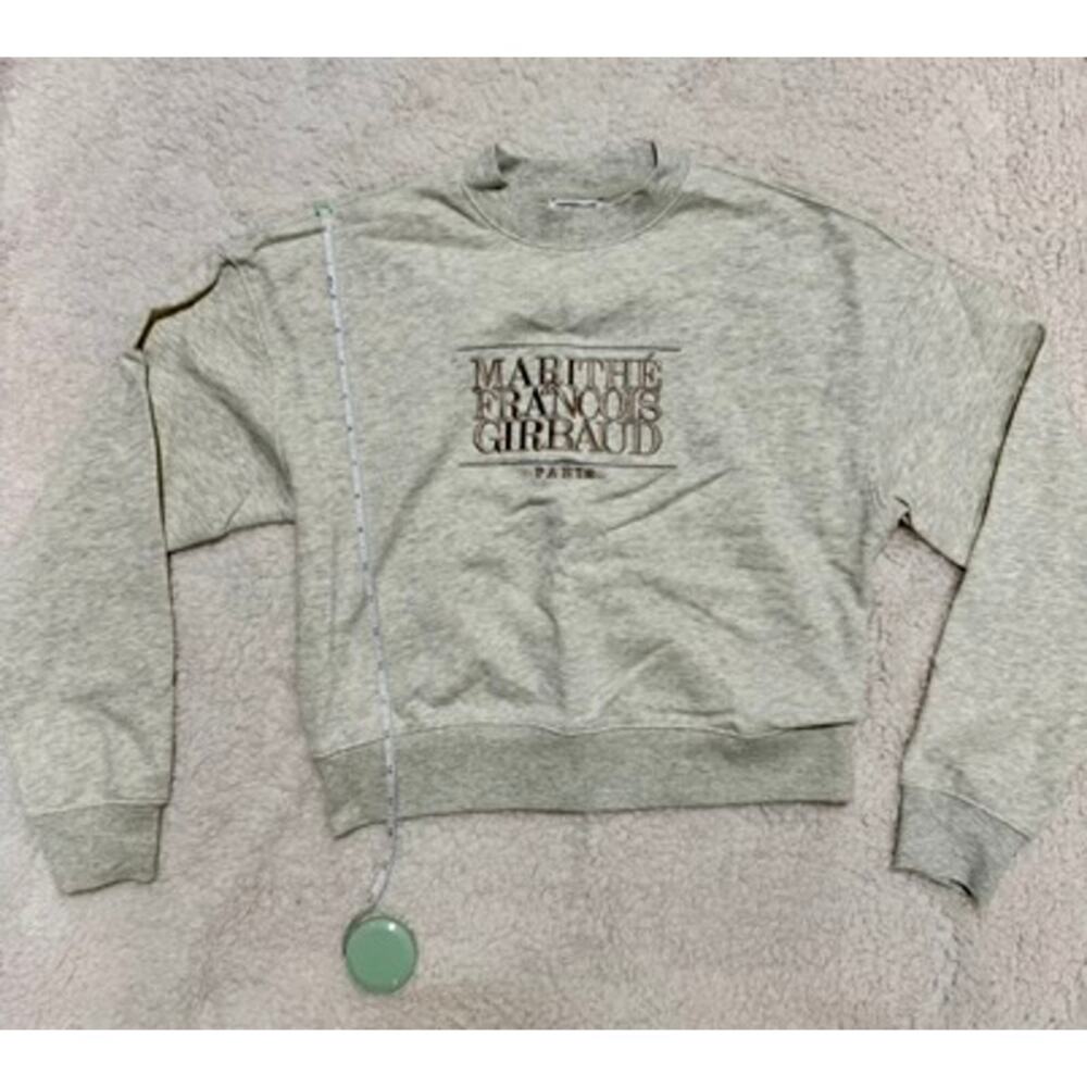 Marithe Francois Girbaud Embroidered Sweatshirt Women's S Beige Cropped NWT Y2K - Picture 6 of 15